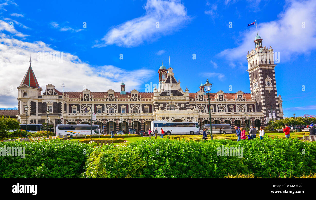 Dunedin Stazione Ferroviaria - Dunedin, Nuova Zelanda Foto Stock