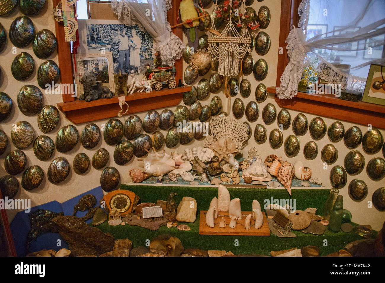 Fred e mirto Flutey's Paua Shell House, il Museo di Canterbury, Christchurch, Nuova Zelanda Foto Stock