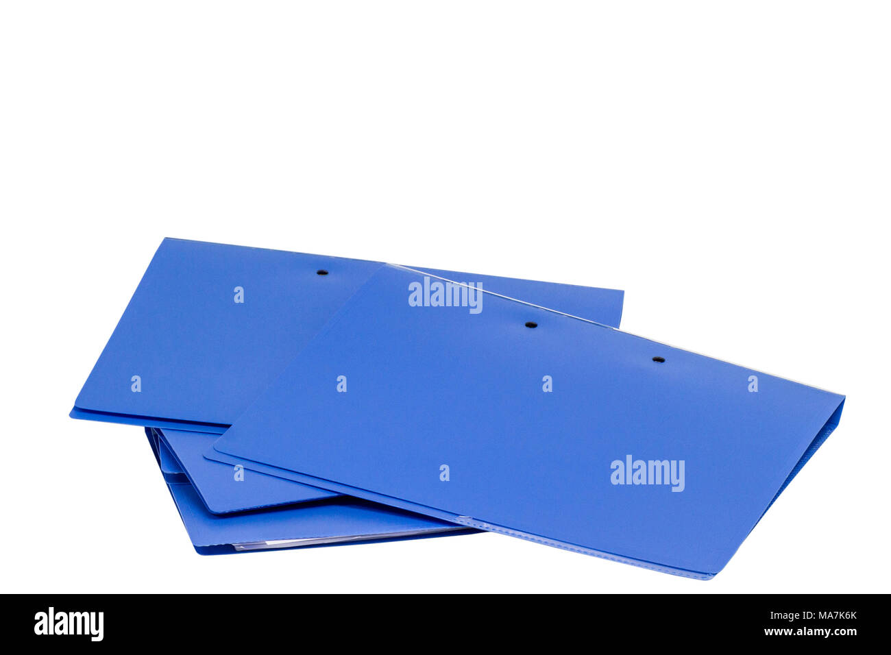 La cartella dei file con documenti e documenti. mantenimento dei contratti. Isolato bianco - Spazio di copia Foto Stock