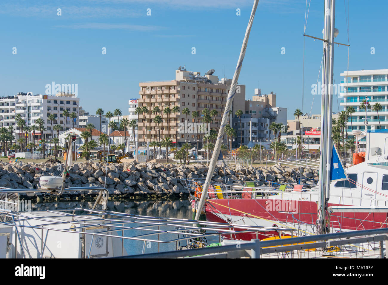 Larnaca finikoudes promenade in inverno Foto Stock