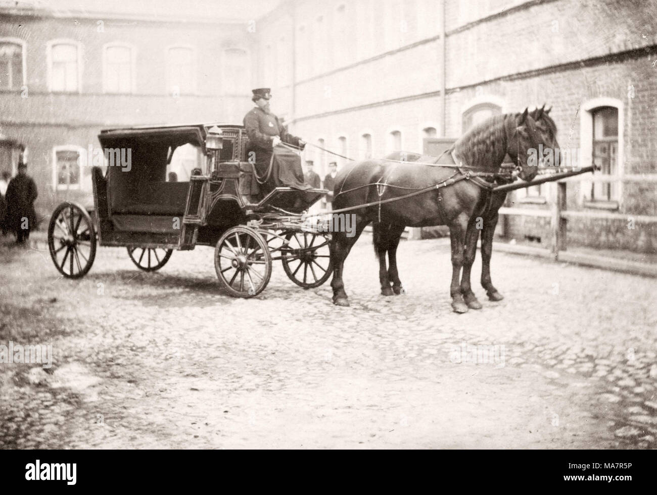 Xix secolo vintage fotografia Russia - Russo carro trainato da cavalli, omnibus, Mosca Foto Stock