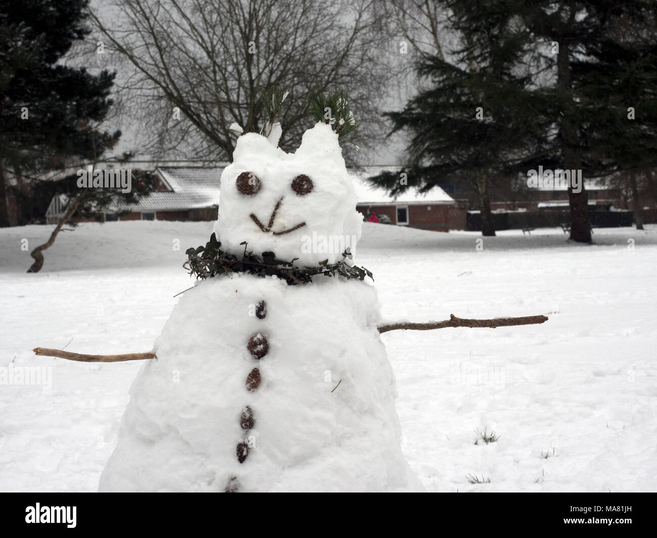 Snow Covered Testvale Park, Totton, Hampshire, Inghilterra, Regno Unito Foto Stock