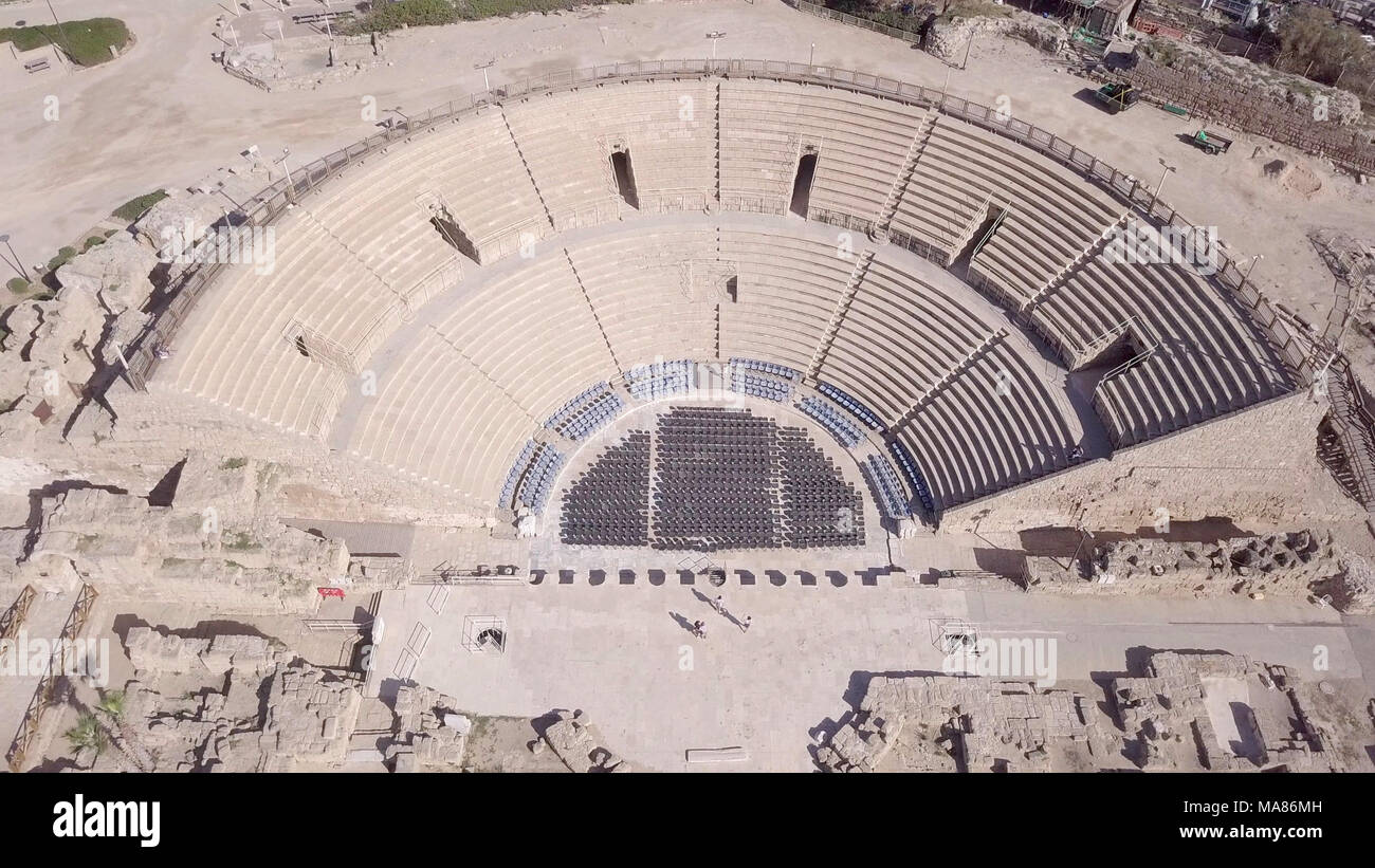 Anfiteatro romano di Cesarea - Aerial rivelano immagine Foto Stock