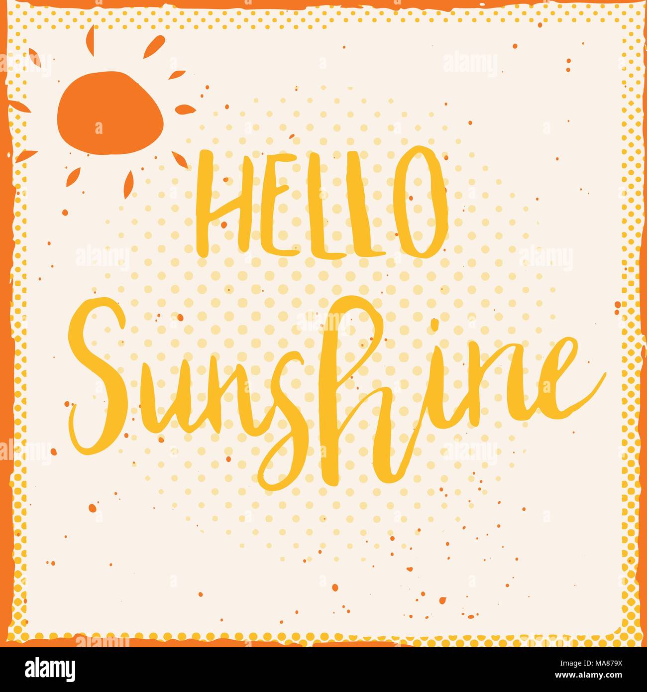 Unici disegnati a mano scritte poster con una frase Ciao Sunshine. Arte vettoriale per salvare la data, l'invito a nozze, coperchio, abbigliamento design, cartolina, mu Illustrazione Vettoriale