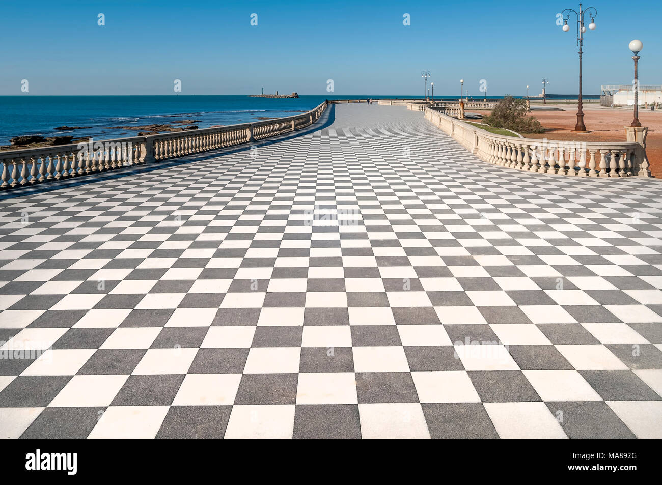 Vista della famosa terrazza Mascagni a Livorno, Toscana, Italia Foto Stock