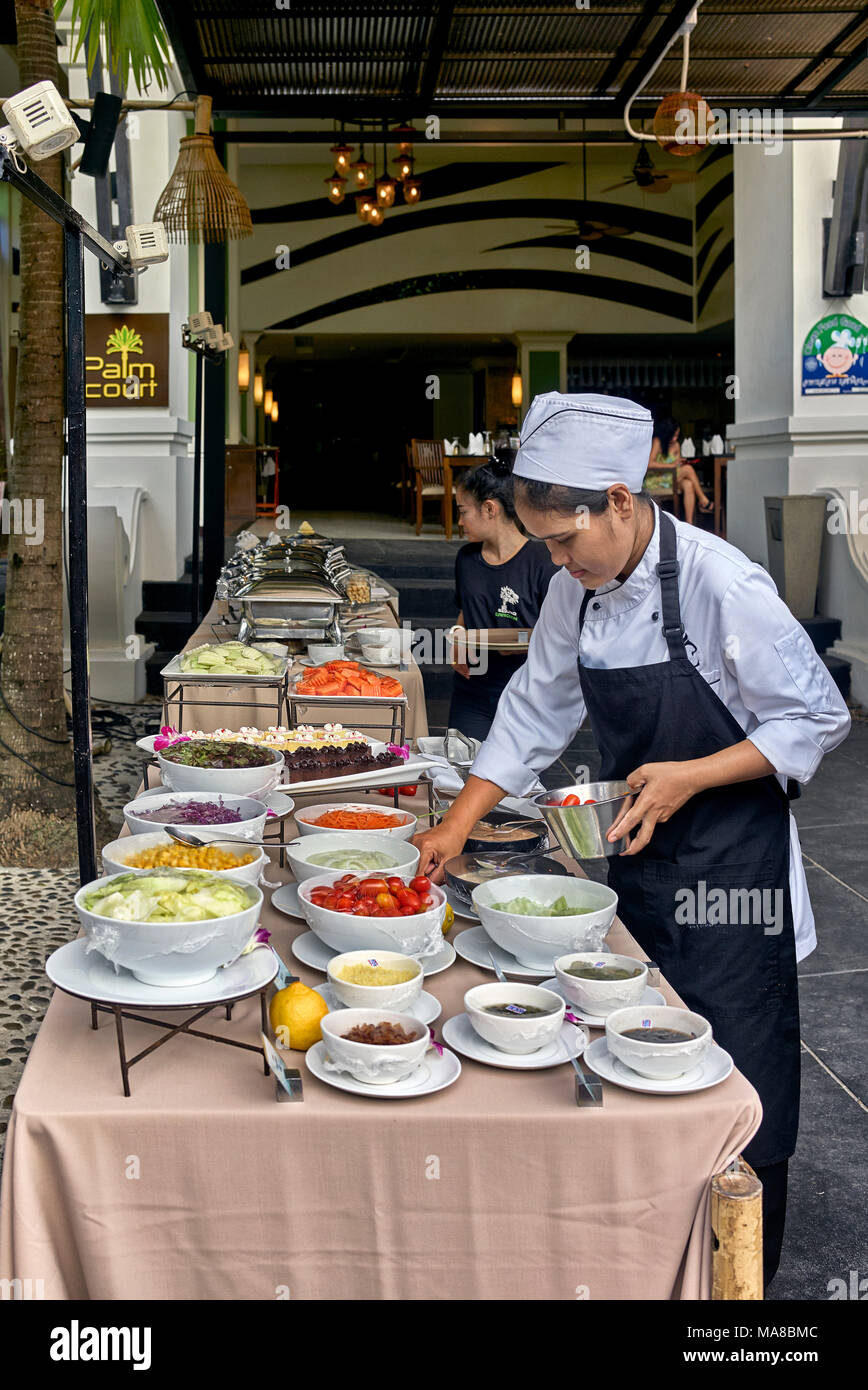 Thailandia chef. buffet, display alimentare Foto Stock