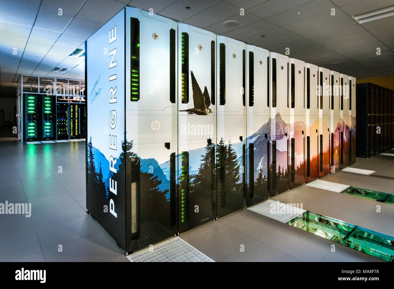 Peregrine supercomputer in grado di un milione di miliardi di calcoli al secondo, situato a livello nazionale in materia di energia rinnovabile (Laboratorio NREL) in Golden Colorado, Immagine cortesia del Dipartimento dell'energia degli Stati Uniti, 17 settembre 2014. () Foto Stock