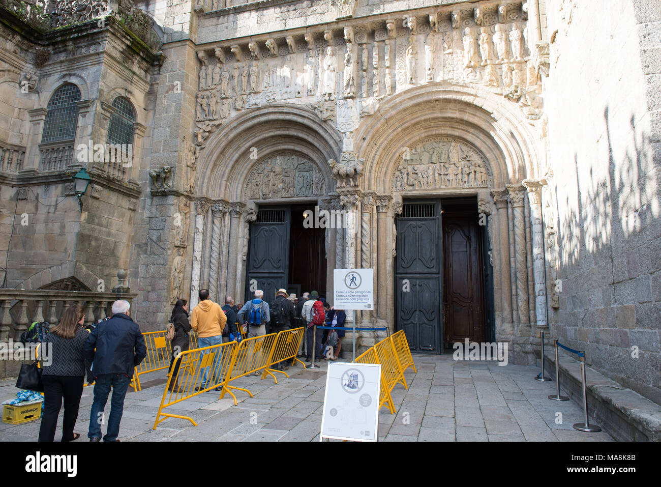 Ingresso sud per la cattedrale di Santiago de Compostela in Galizia, Spagna Foto Stock