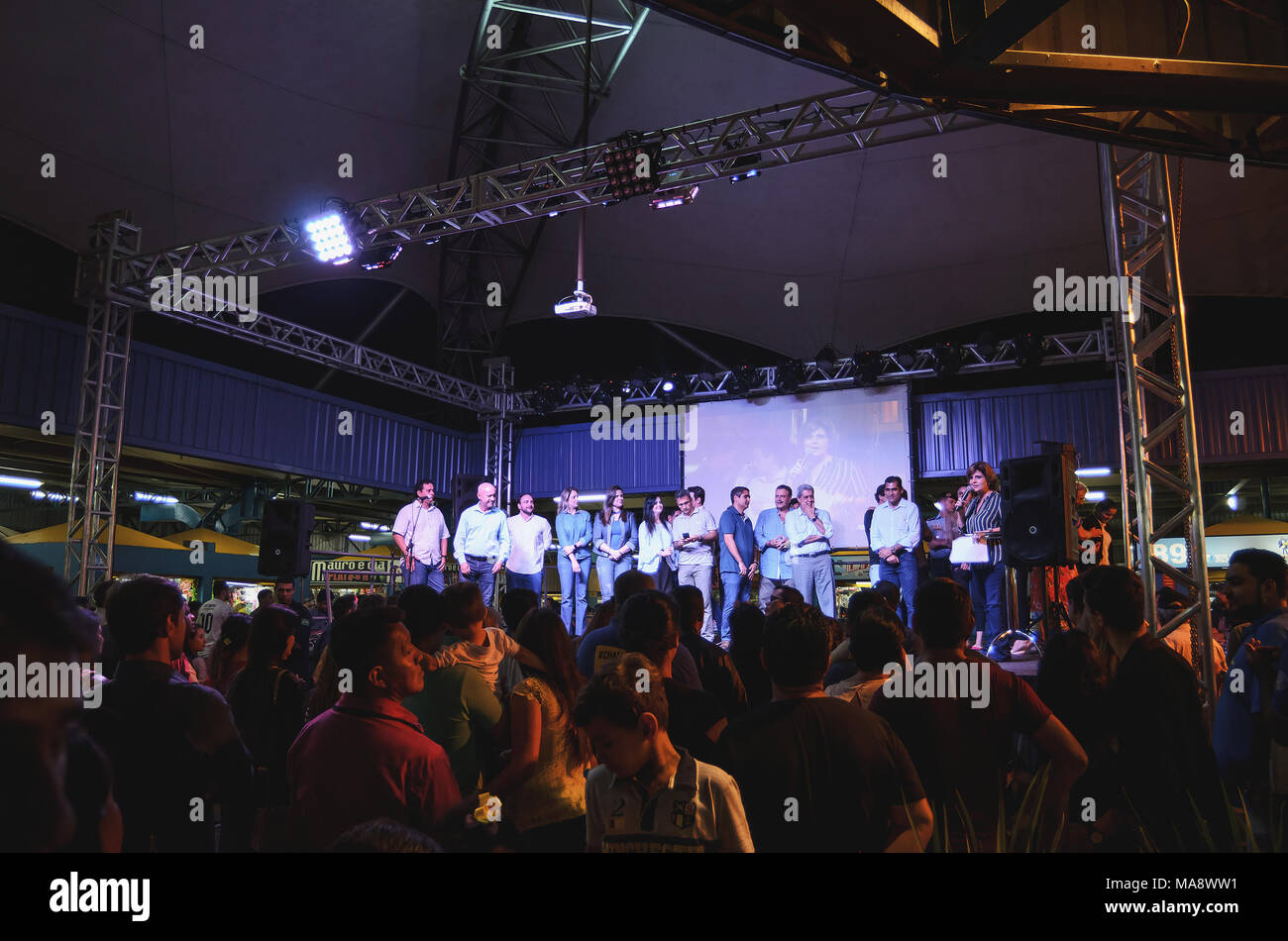 Campo Grande, Brasile - 29 Marzo 2018: Stadio per il discorso alla Festa do Peixe evento sulla centrale di Feira. Foto Stock