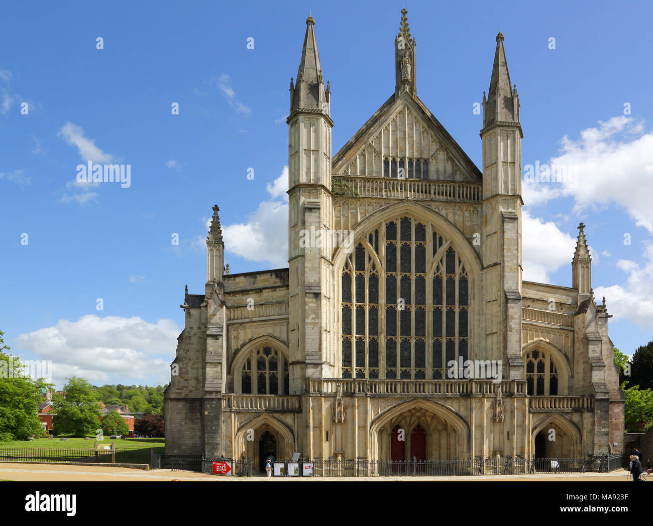 Vista esterna della cattedrale di Winchester hampshire Foto Stock