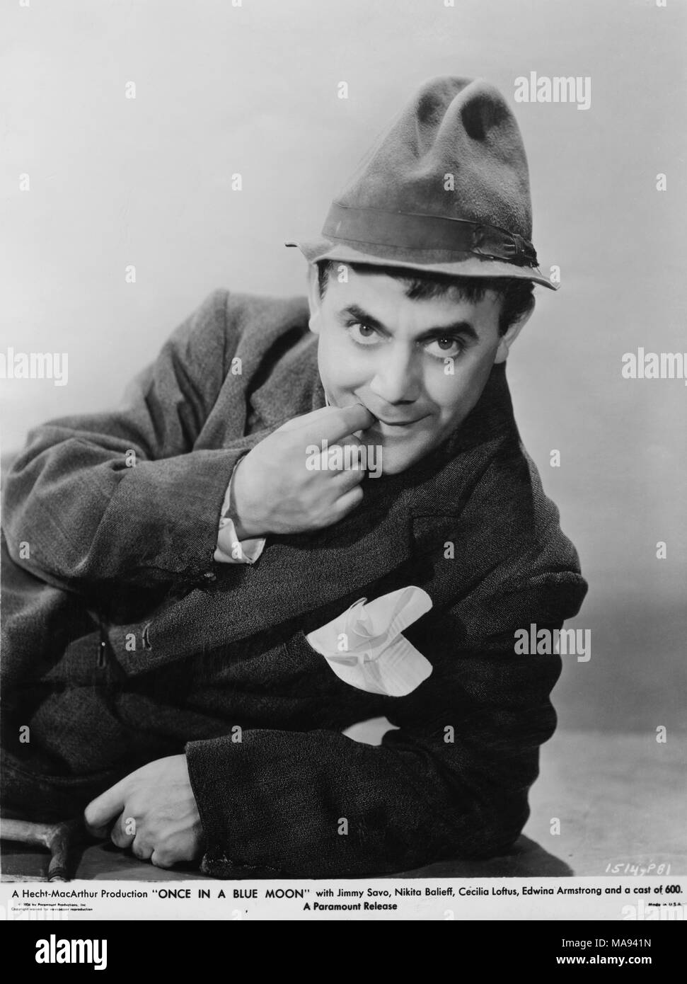 Jimmy Savo, Ritratto di pubblicità per i film, 'Una volta in una luna blu', Hecht-MacArthur Produzione, Paramount Pictures, 1935 Foto Stock