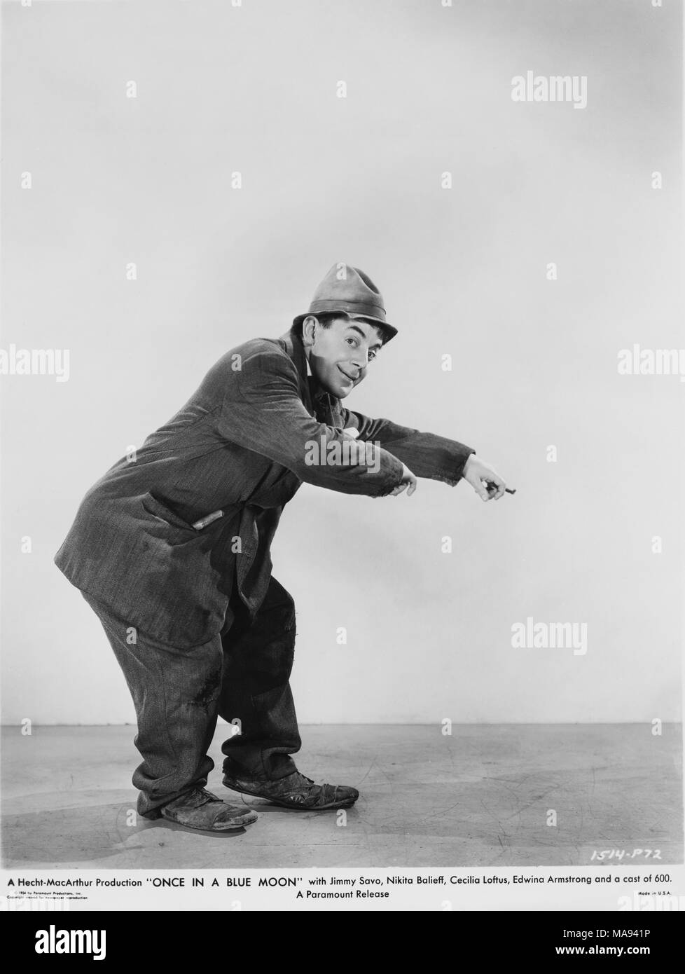 Jimmy Savo, Ritratto di pubblicità per i film, 'Una volta in una luna blu', Hecht-MacArthur Produzione, Paramount Pictures, 1935 Foto Stock