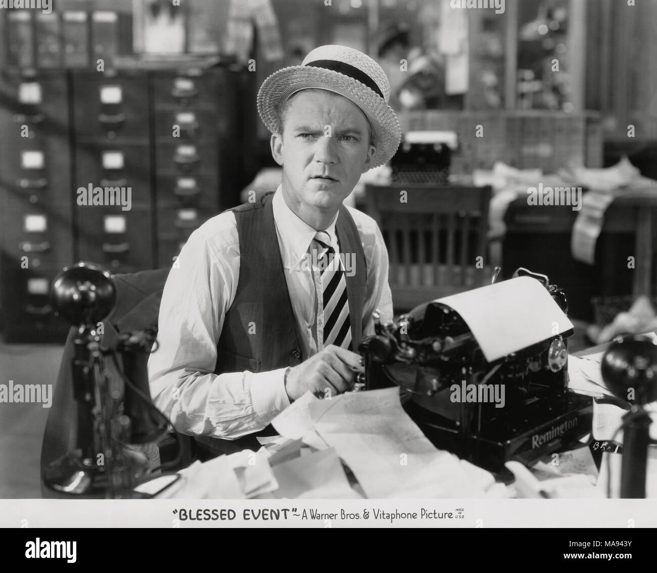 Lee Tracy, pubblicità ritratto, sul set del film "Beata event', Warner Bros & Foto Vitaphone, 1932 Foto Stock