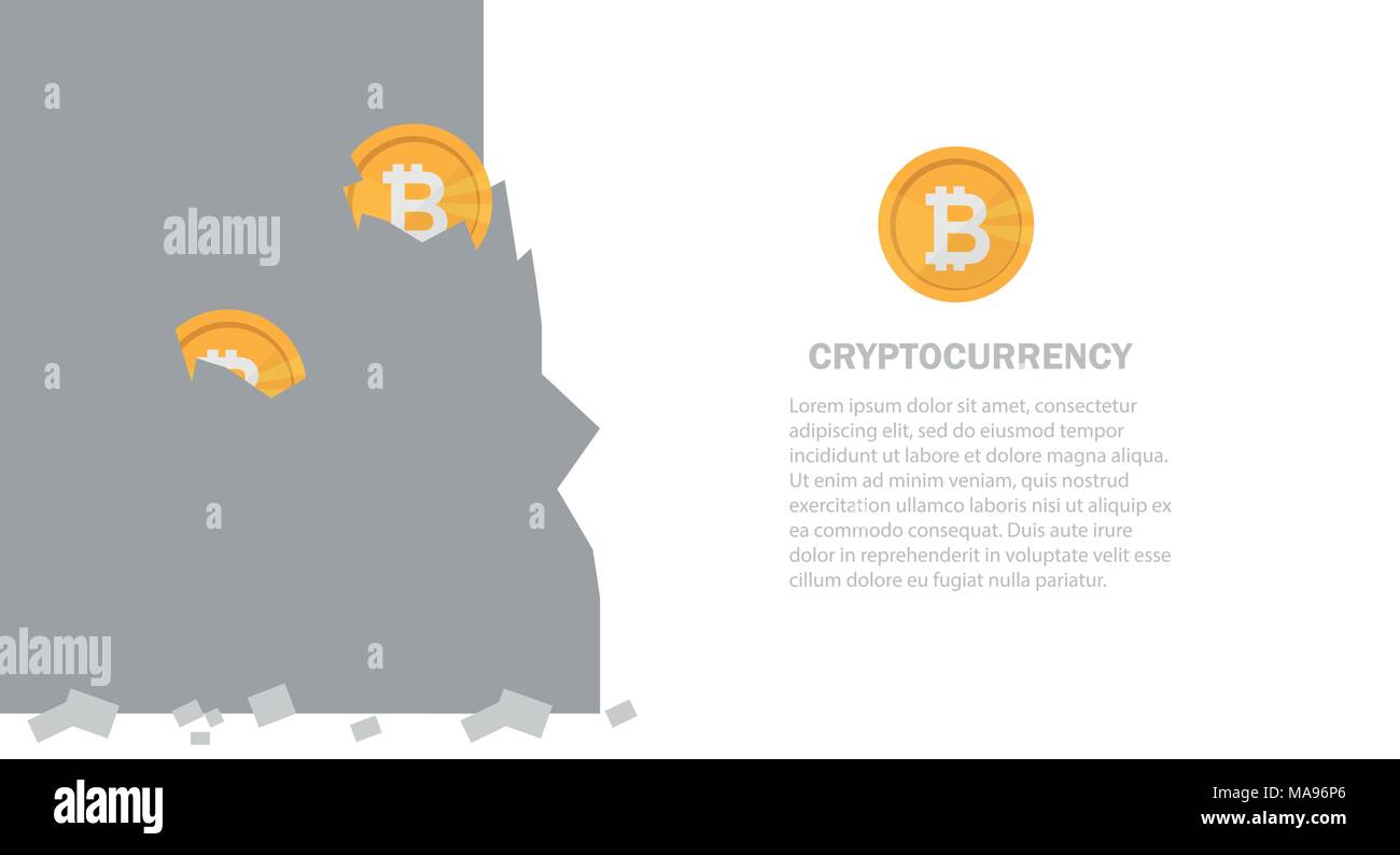 Mining bitcoin in roccia. Estrazione valuta Crypto. Denaro virtuale Illustrazione Vettoriale
