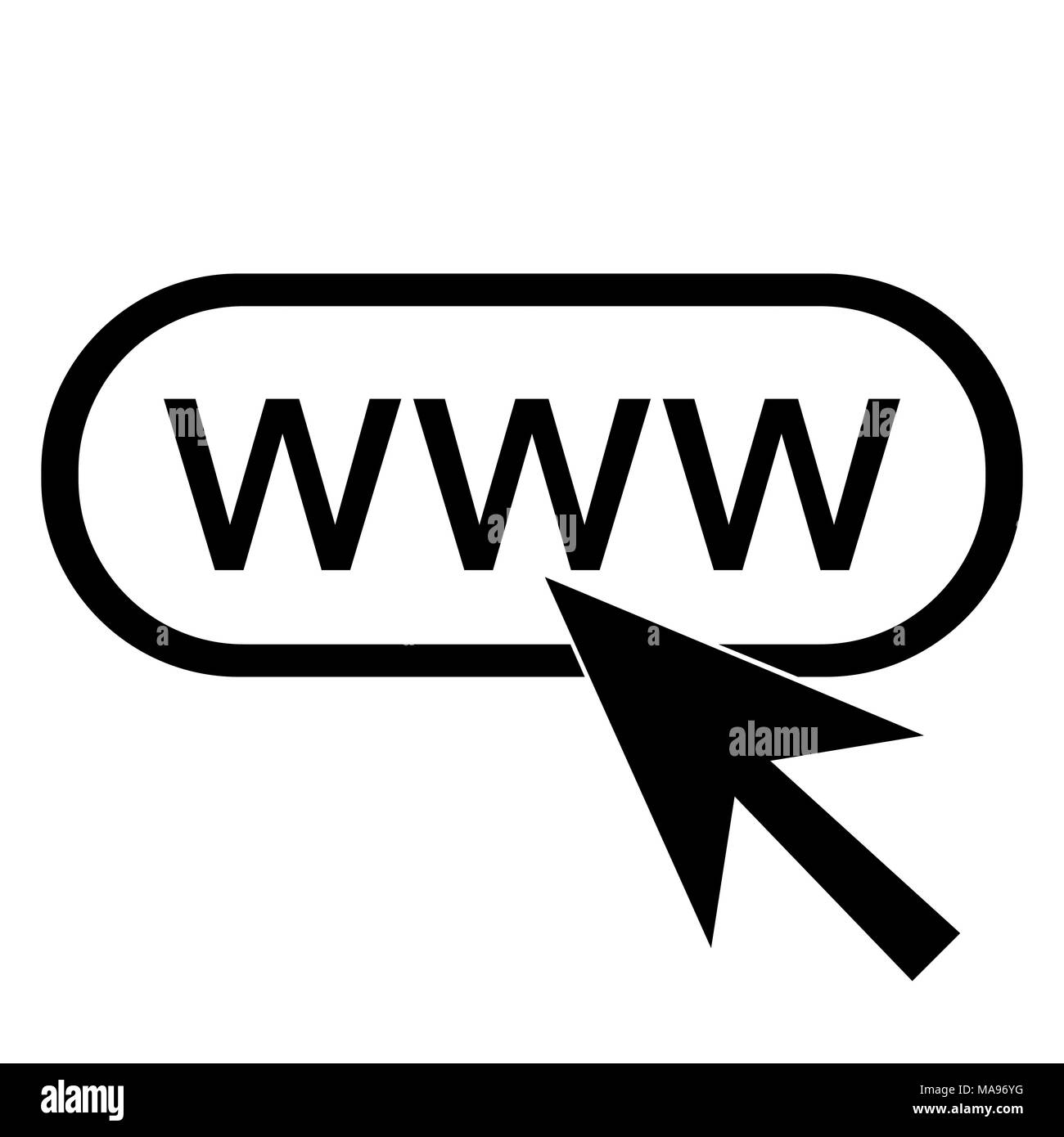 Icona www e la freccia del cursore Illustrazione Vettoriale