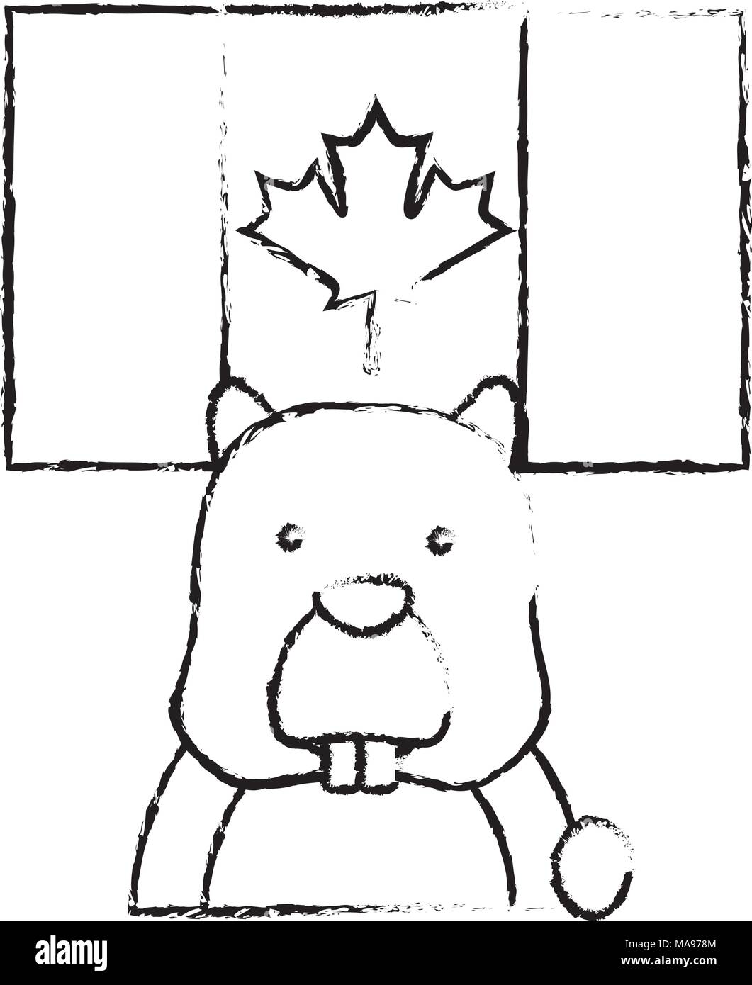 Castoro roditore di testa con la bandiera canadese Illustrazione Vettoriale