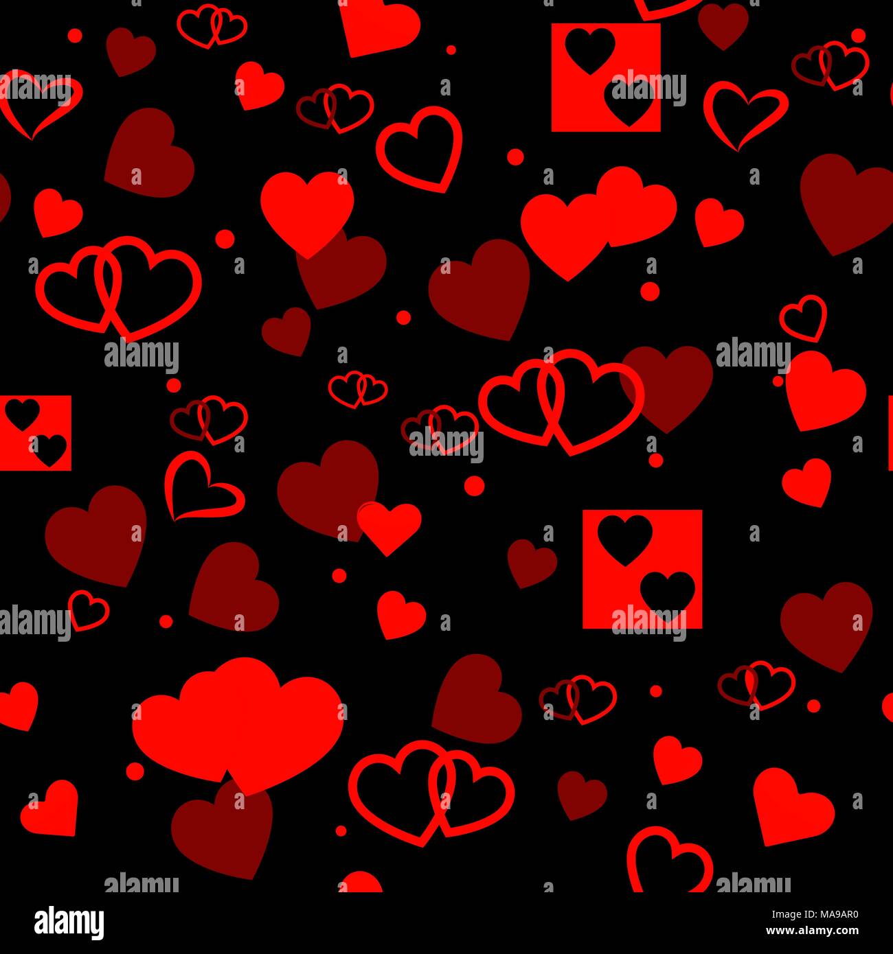 Vettore di Seamless texture con cuori. È possibile creare lo sfondo con questo modello, il colore degli elementi può essere variato come si desidera. Illustrazione Vettoriale