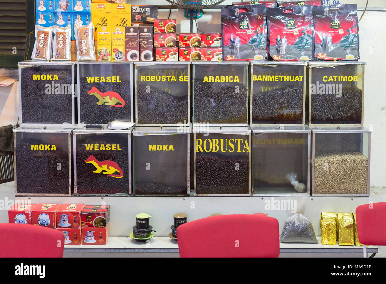 Display Coffeeshop , Hanoi, Vietnam Foto Stock