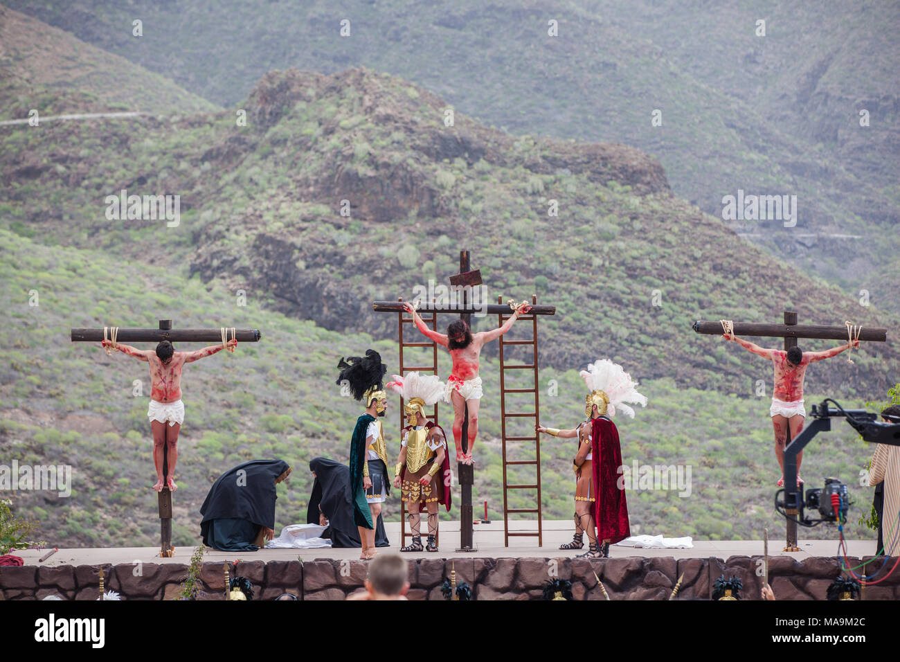 Tenerife, Spagna, 30 Mar 2018. La passione di Gesù Cristo le prestazioni, tradizione pasquale, Adeje, Tenerife, Spagna Foto Stock