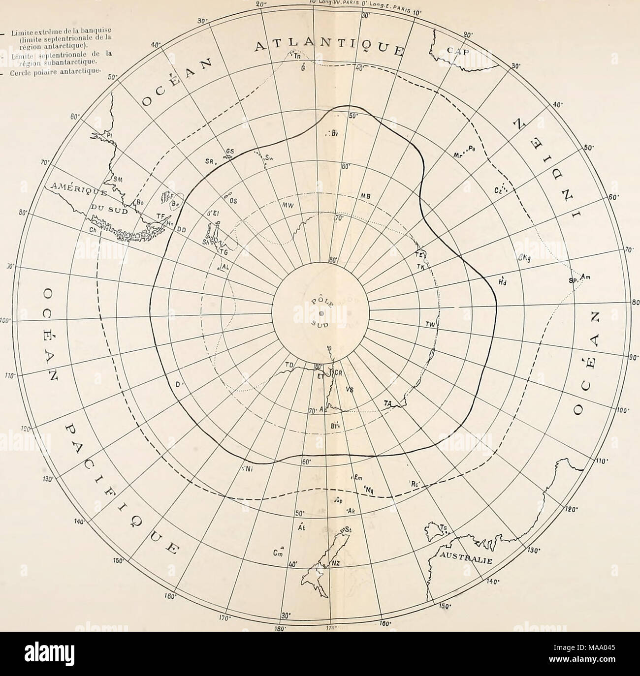 . Echinodermes (astéries, ophiures et échinides) . Mq. Ile Macqiiarie. Il sig. Ile Marion. MW. Mer de Weddell. Ni. Iles iViinrod. NZ. Nouvelle-Zélande. OS. Orcades du Sud. Pe. Ile du Prince Edouard. Pl. LaPlata. Bc. Ile de la Compagnie Royale. Sh. Shetland Iles du Sud. SM. Golfe S.in Mathia. SP. giacciono Saint-Paul. SB. Shag Bocks. San Ile Stewart. Sv. Sandwich di Iles du Sud. ÏA. Terre Adélie. TD. Terre du ]oi Edouard VII. TE. Tcri"C d"Enderhy. TF. Terre de Feu. TG. Terre de Graham. TK. Terre de Kemp. Tu. Tristan d'Acunha. Ts. Tasmanie. TW. Terre de l'Empereur Guillaume II. VS. Terre Victoria du Foto Stock