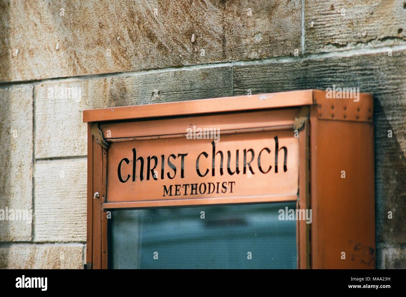 Ornati in fusione di bronzo segno per la Chiesa di Cristo la Chiesa Metodista sulla Upper East Side di Manhattan, New York New York, 14 settembre 2017. () Foto Stock