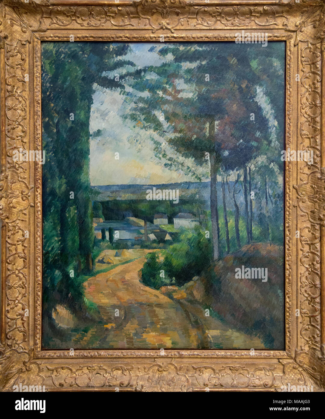'La route vers l'etang'' di Cezanne, museo Kroller Muller, Otterloo, Olanda Foto Stock