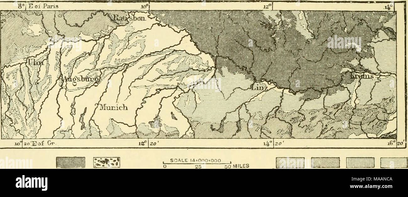 . La terra e i suoi abitanti .. . Mica scisto, l'orpht/ry granito, gneiss, ecc. Jurassic Tiiassir CitMi,euiu&GT; Tertian Qcatcrnary Avares. Al tempo stesso gli slavi fondò numerose colonie, i nomi di cui sopravvivono al giorno d'oggi. Dopo la distruzione del Avares da Charle- magne, solo slavi e tedeschi sono menzionati, il primo essendo mantenuto in uno stato di crudeli di servitù. Le terribili devastazioni di ungheresi hanno portato infine alla completa Ger- manisation del paese che è stato repeopled dal Boioarians e gli altri coloni tedeschi. I Vescovi di Passau fondò numerose mo Foto Stock