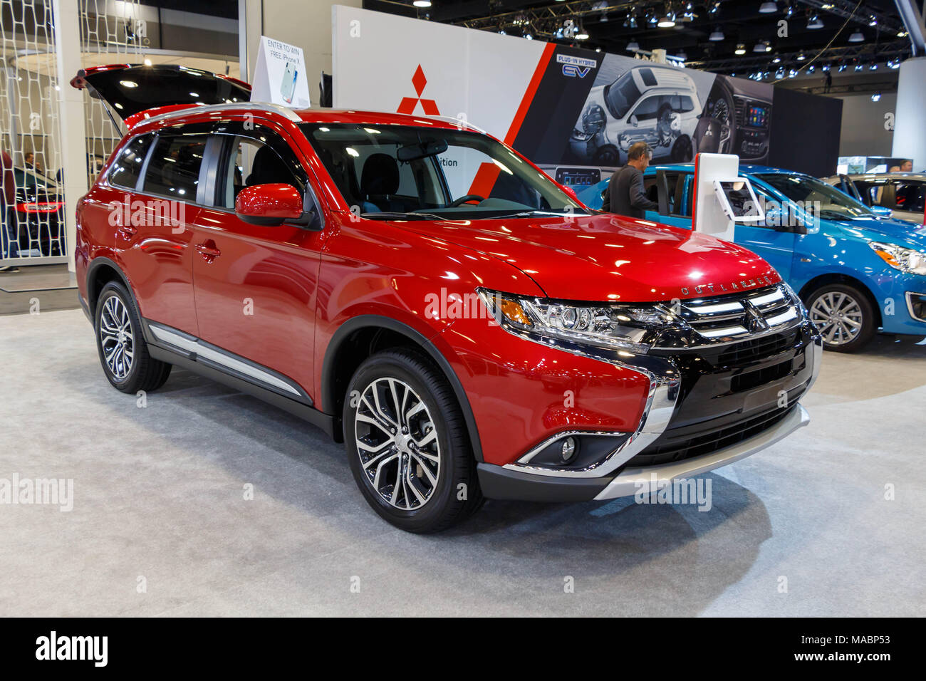 Vancouver, Canada - Marzo 2018 : MITSUBISHI OUTLANDER, prese a 2018 Vancouver Auto Show Foto Stock