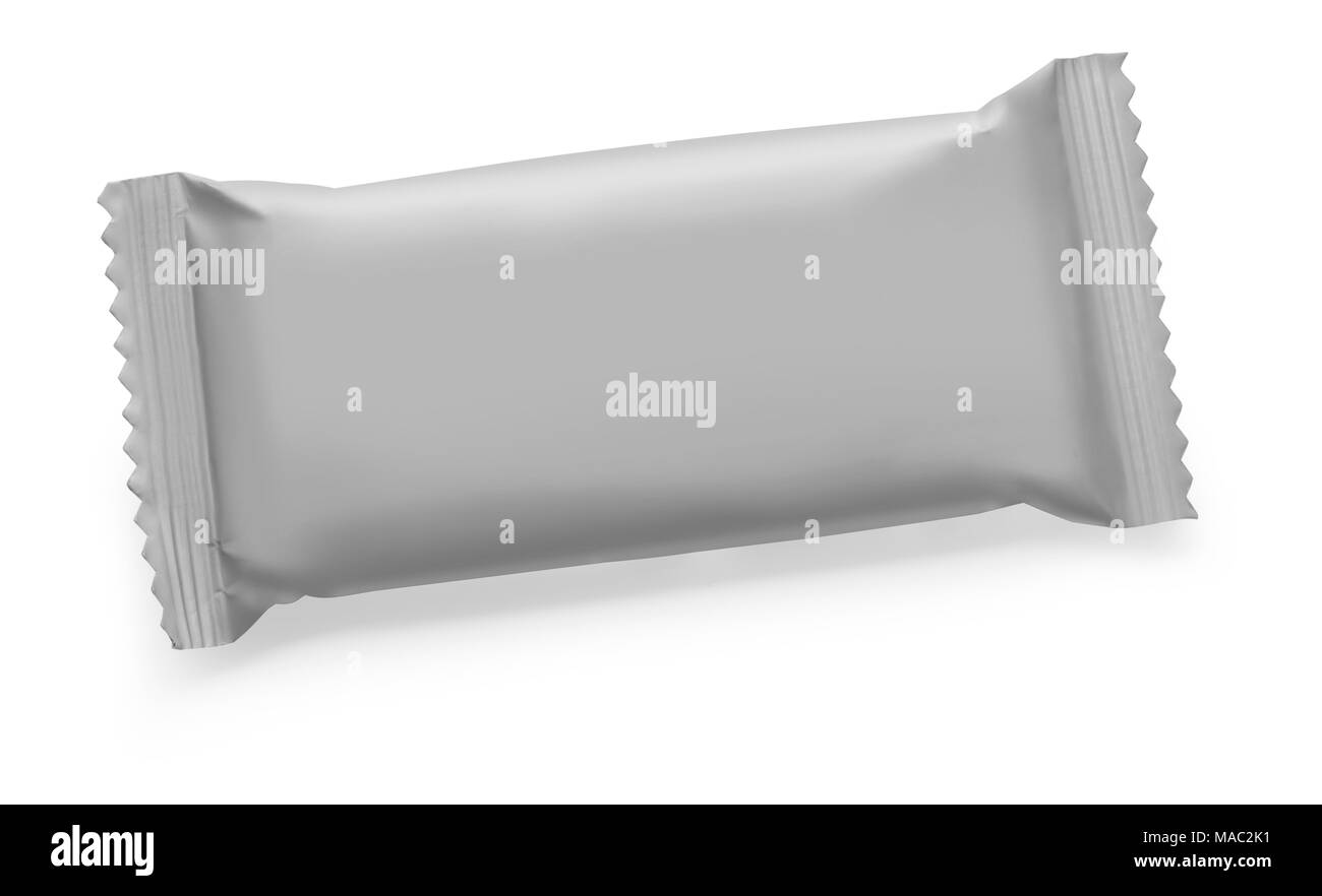 Pacchetto grigio isolato su bianco con tracciato di ritaglio Foto Stock