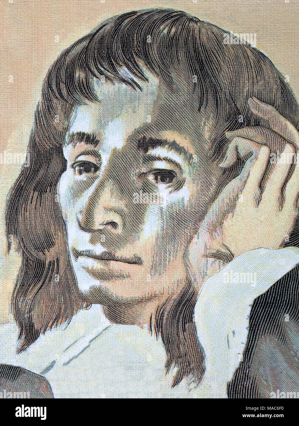 Blaise Pascal ritratto dal francese denaro Foto Stock