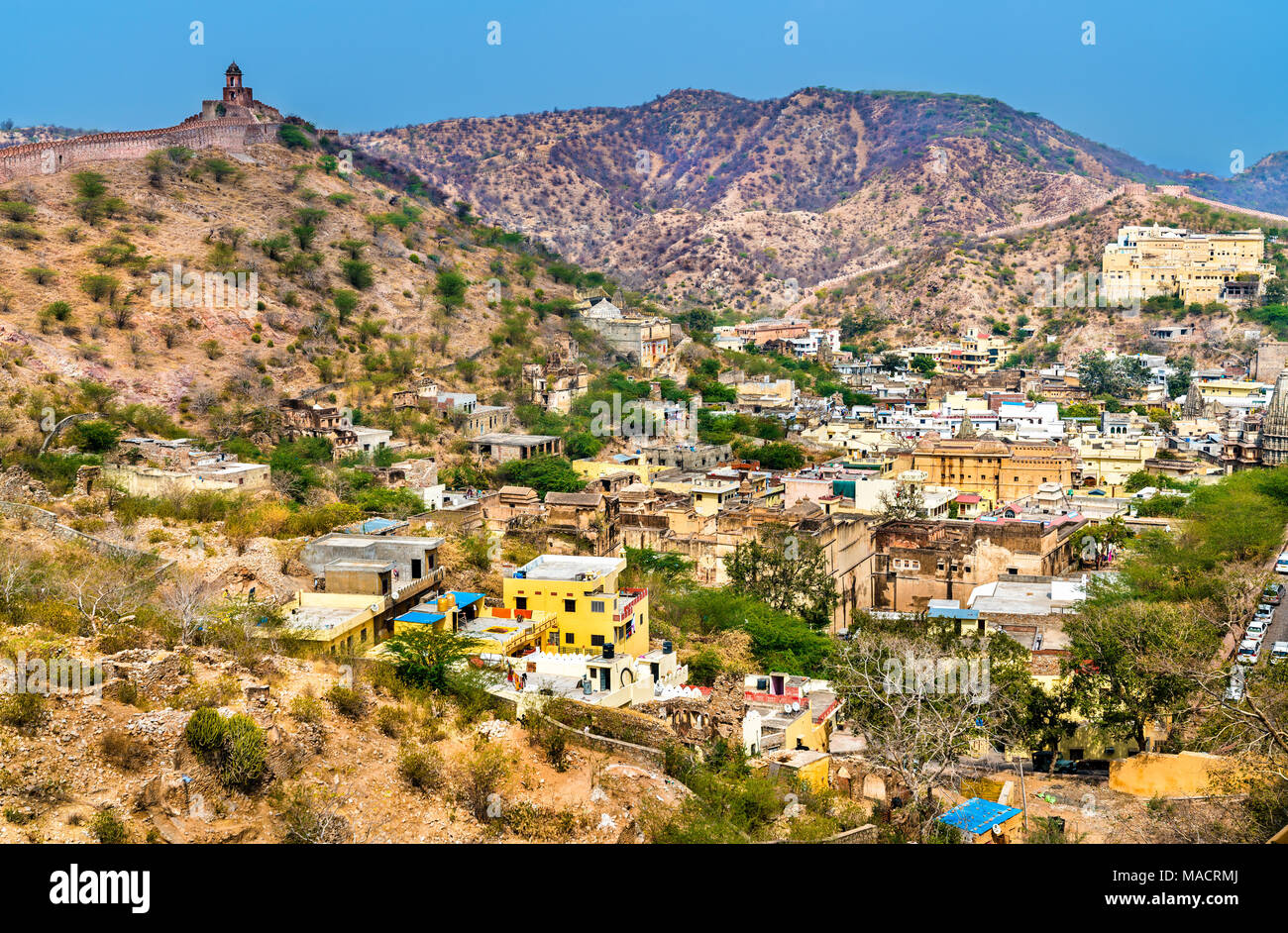 Vista aerea di Amer città vicino a Jaipur, India Foto Stock