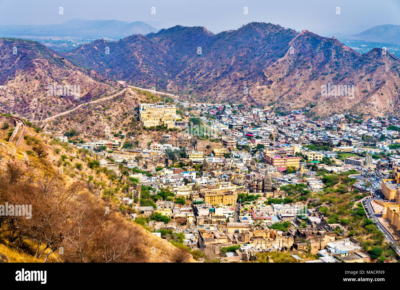 Vista aerea di Amer città vicino a Jaipur, India Foto Stock
