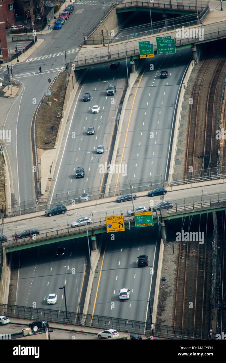 A sei corsie ad alto titolo in Boston, una vista da sopra Foto Stock