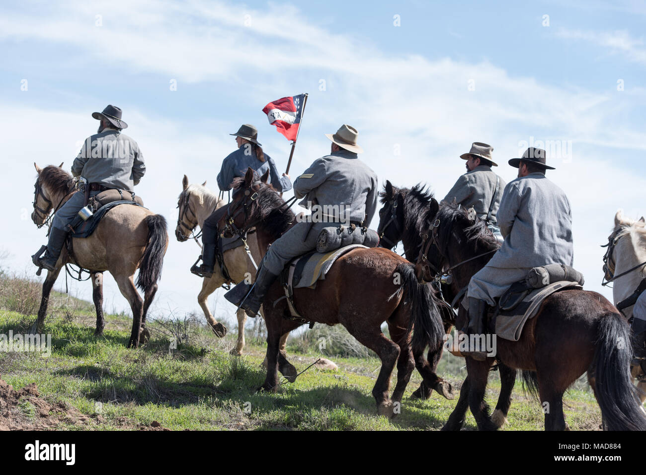 MOORPARK, CA - 18 Marzo: il blu e grigio guerra civile Rievocazione storica a Moorpark, CA è la più grande battaglia rievocazione storica a ovest del Mississippi. Foto Stock