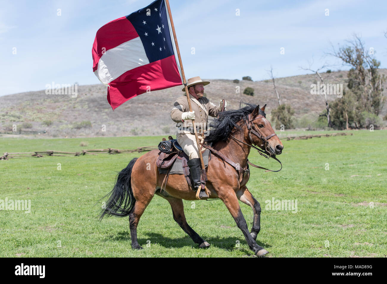 MOORPARK, CA - 18 Marzo: il blu e grigio guerra civile Rievocazione storica a Moorpark, CA è la più grande battaglia rievocazione storica a ovest del Mississippi. Foto Stock