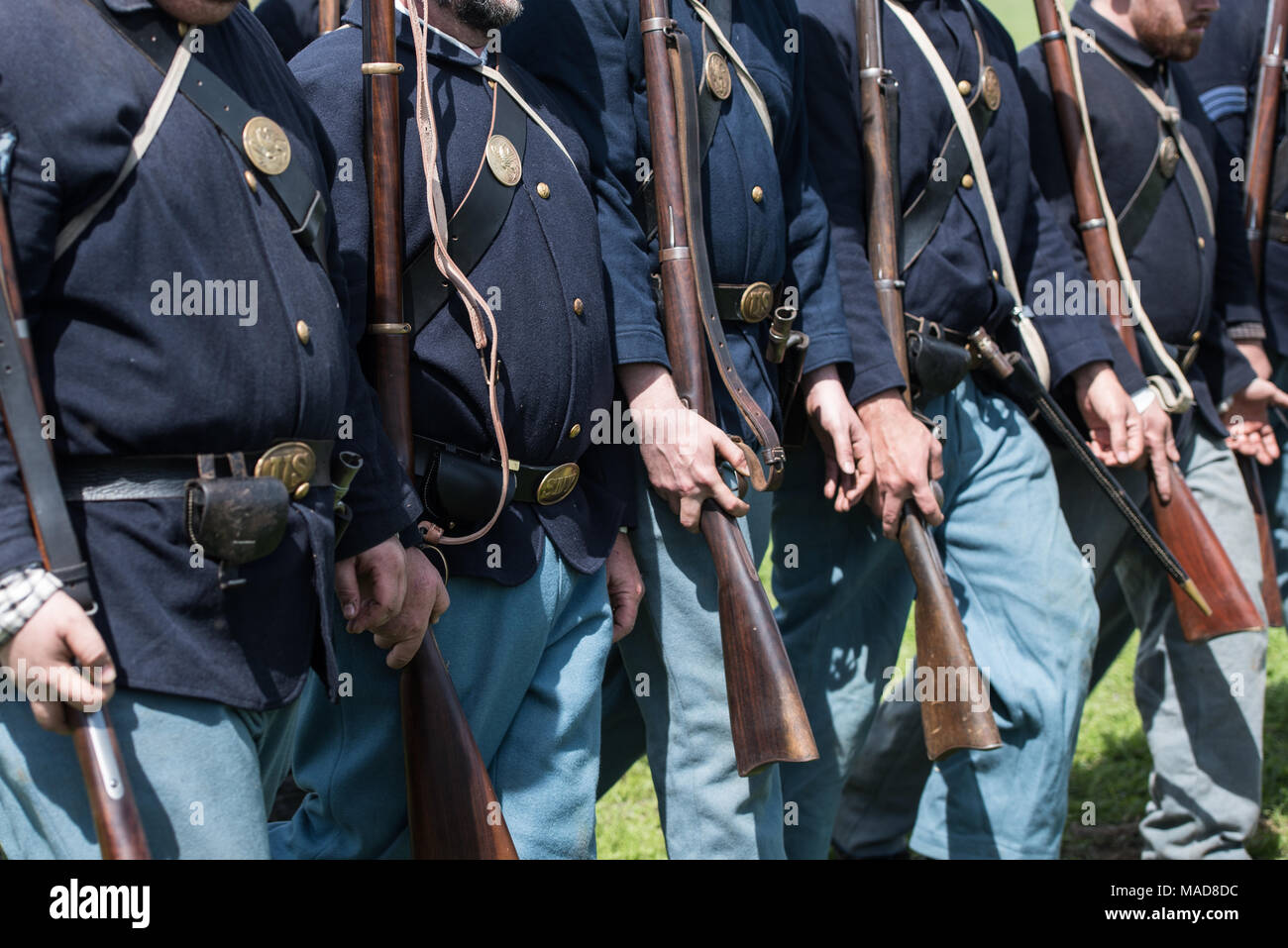 MOORPARK, CA - 18 Marzo: il blu e grigio guerra civile Rievocazione storica a Moorpark, CA è la più grande battaglia rievocazione storica a ovest del Mississippi. Foto Stock
