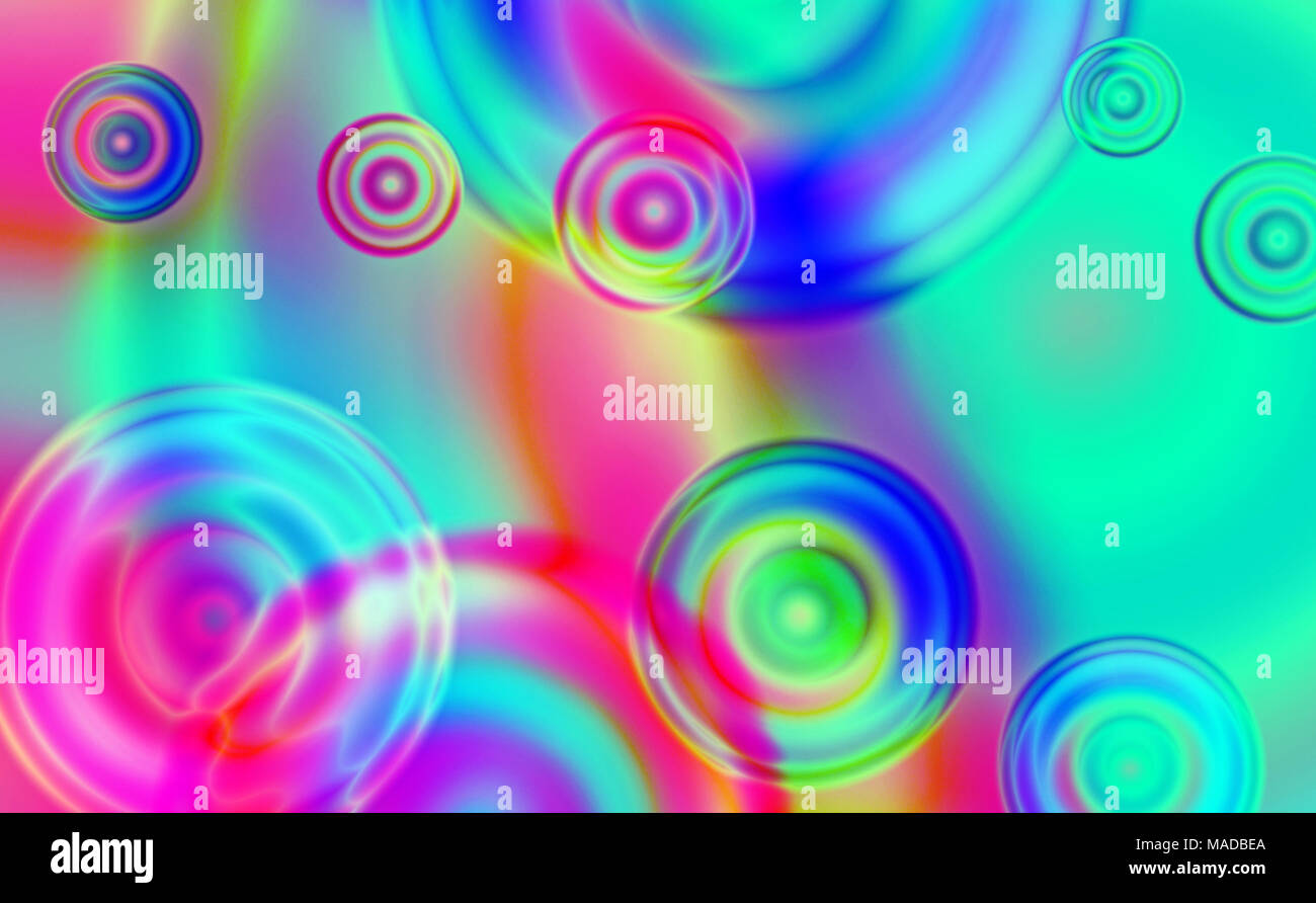 Vivace e colorato di linee sfocate e cerchi di diverse dimensioni Foto Stock