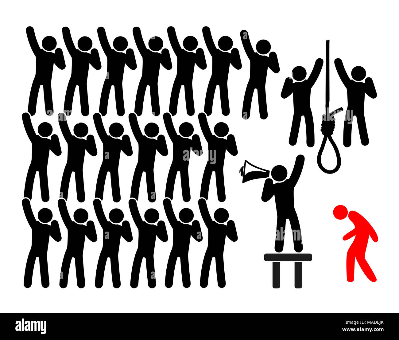 Il linciaggio su un singolo da razza folla di persone che prendono la legge nelle loro mani Foto Stock