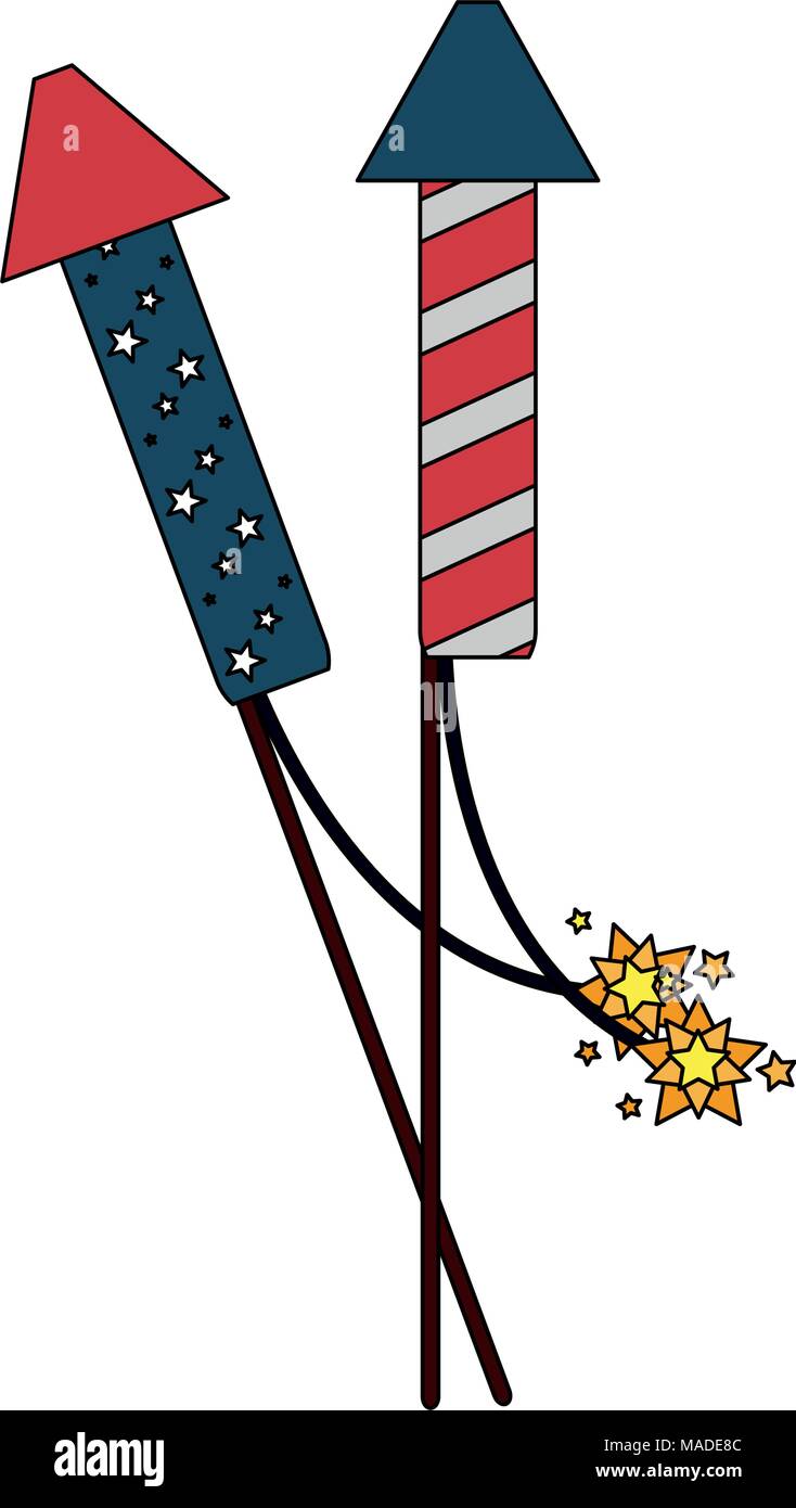 USA i fuochi d'artificio Razzi Illustrazione Vettoriale
