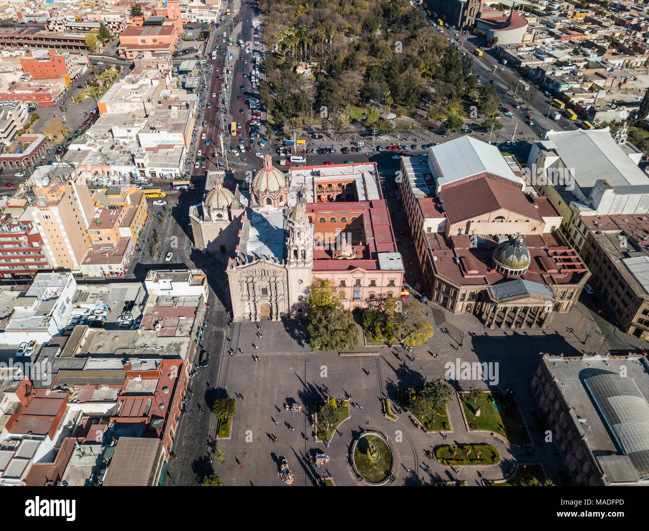 Chiesa di Carmen, il Templo de Nuestra Señora del Carmen e Alameda City Park, San Luis Potosi, Messico Foto Stock