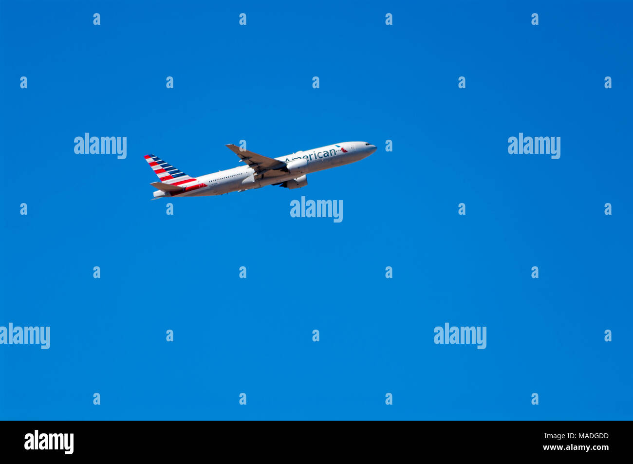 Despegando Avión desde el Aeropuerto de Barajas. Madrid. España Foto Stock