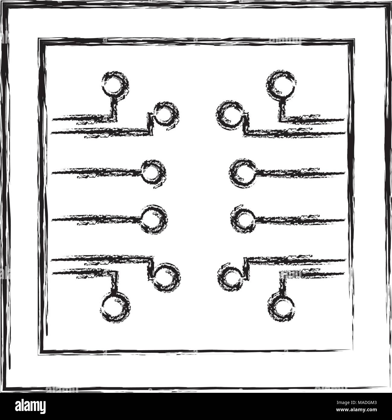 Telaio grunge circuiti di rete tecnologia artificiale illustrazione vettoriale Illustrazione Vettoriale