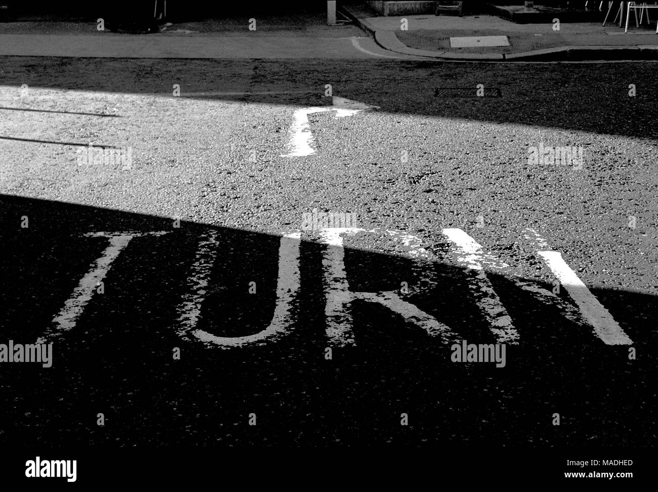 Girare a destra omaggio alla Hitchcock 35mm di pellicola in bianco e nero Foto Stock