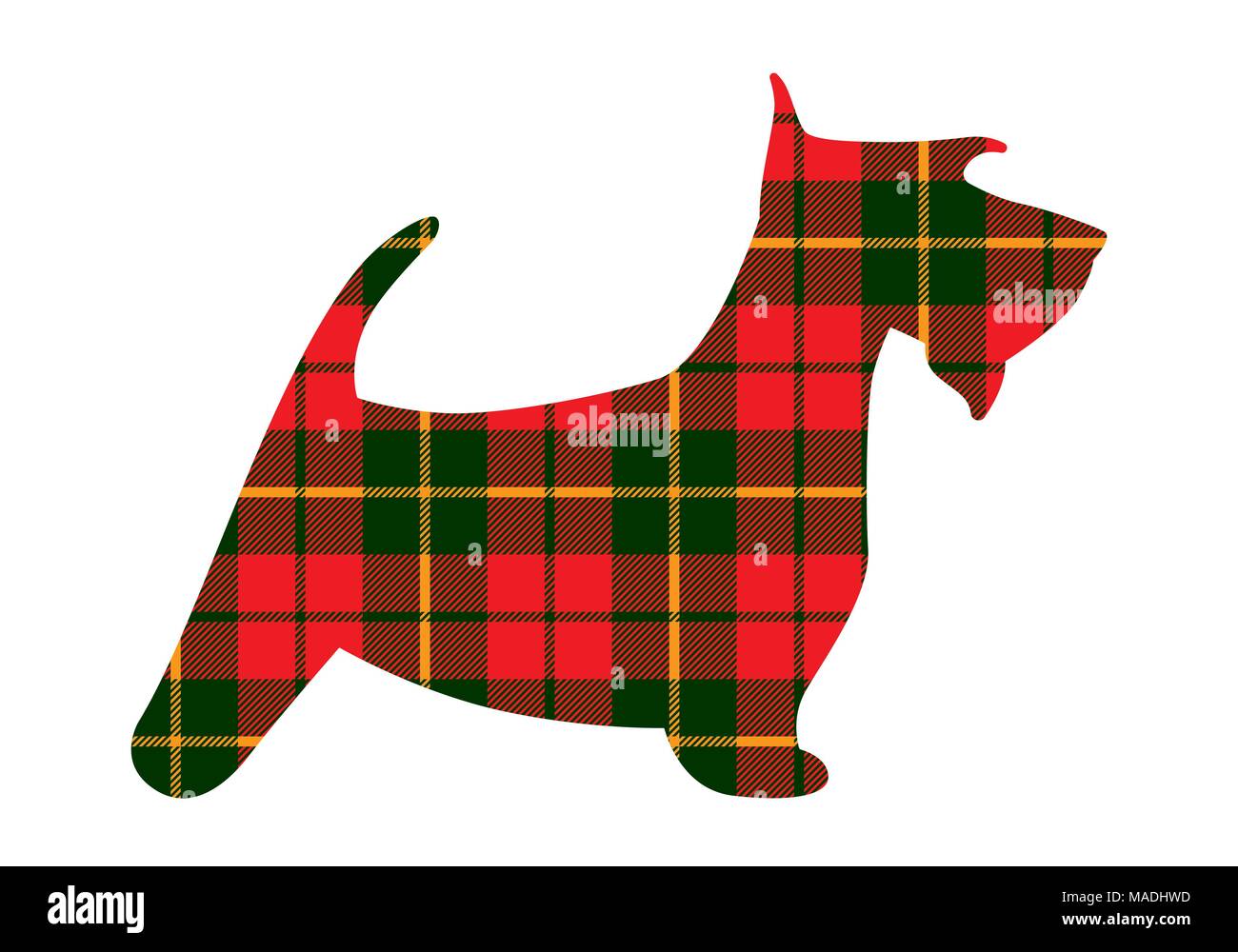 Scotch terrier di tartan scozzese texture schema rosso in Scozia. Illustrazione Vettoriale. Illustrazione Vettoriale