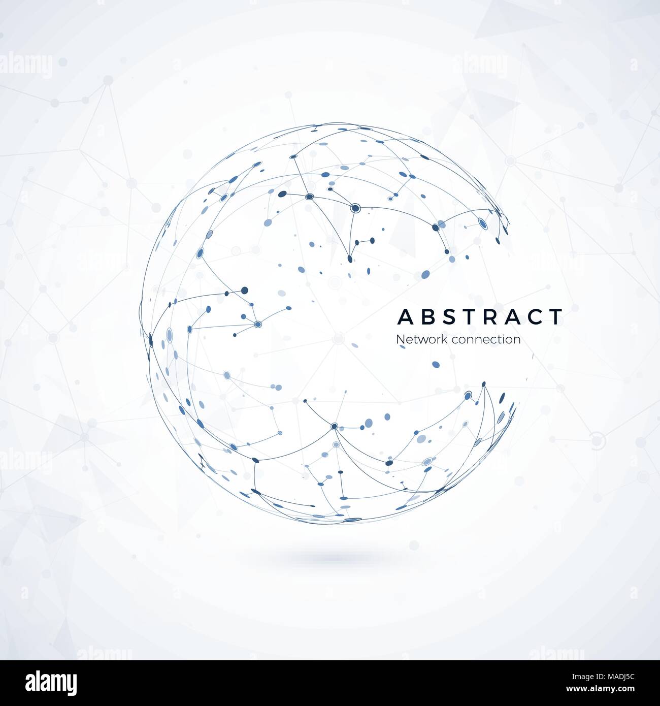 Rete globale di connessione. Mondo astratto wireframe, punto e linea di concetto di composizione di global net. La tecnologia e il cyberspazio sfondo. Vettore I Illustrazione Vettoriale