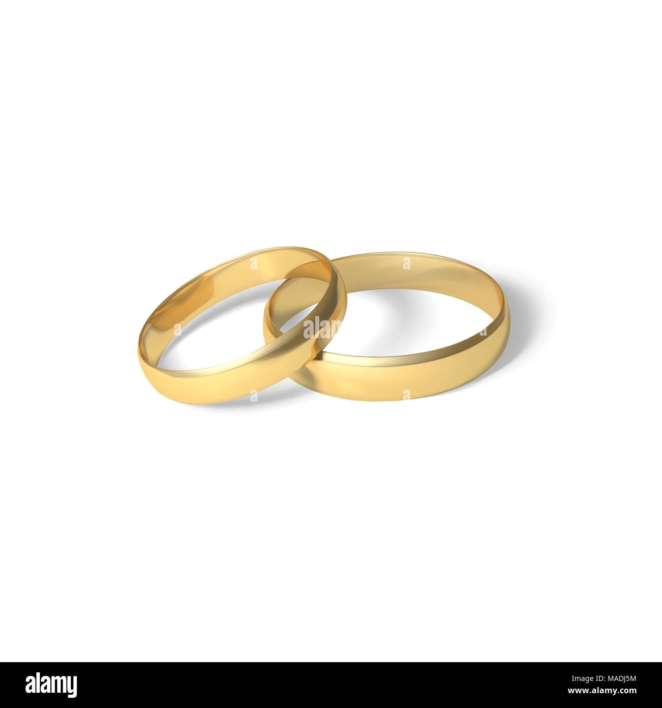 Anelli d oro. Oro anelli di nozze coppia. Vettore 3D illustrazione realistica isolati su sfondo bianco Illustrazione Vettoriale