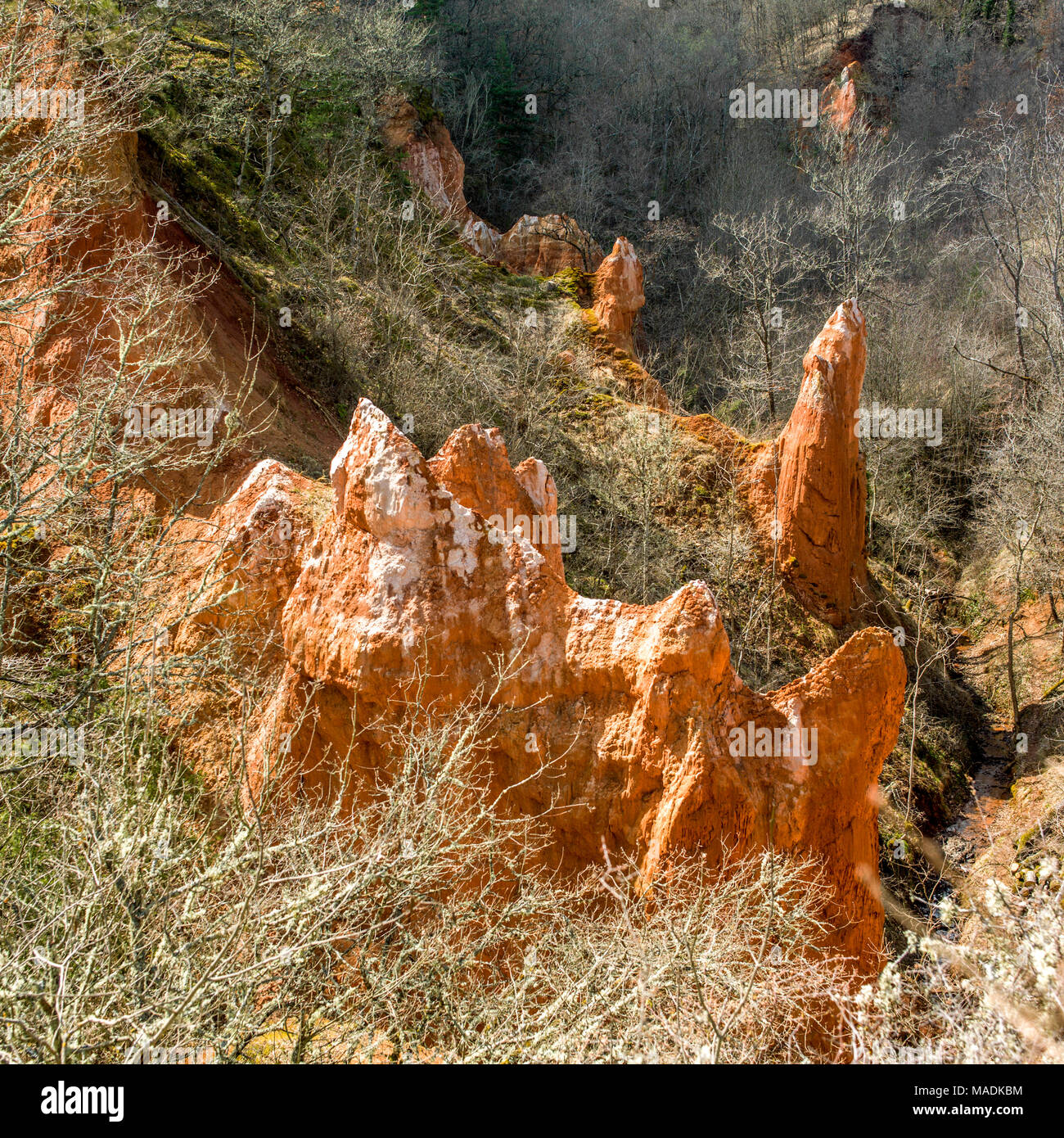 Valle dei Santi, formazioni rocciose, Boudes, Dipartimento Puy de Dome, Auvergne-Rhône-Alpes, Francia, Europa Foto Stock
