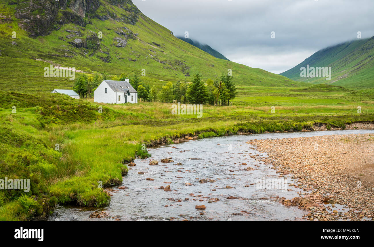 Vista panoramica di Glencoe, nel Lochaber area delle Highlands Scozzesi. Foto Stock