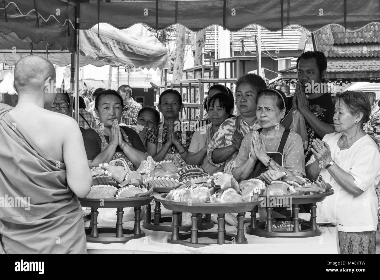 Primo giorno del nuovo anno per le popolazioni Thai, Chaing Mai Foto Stock