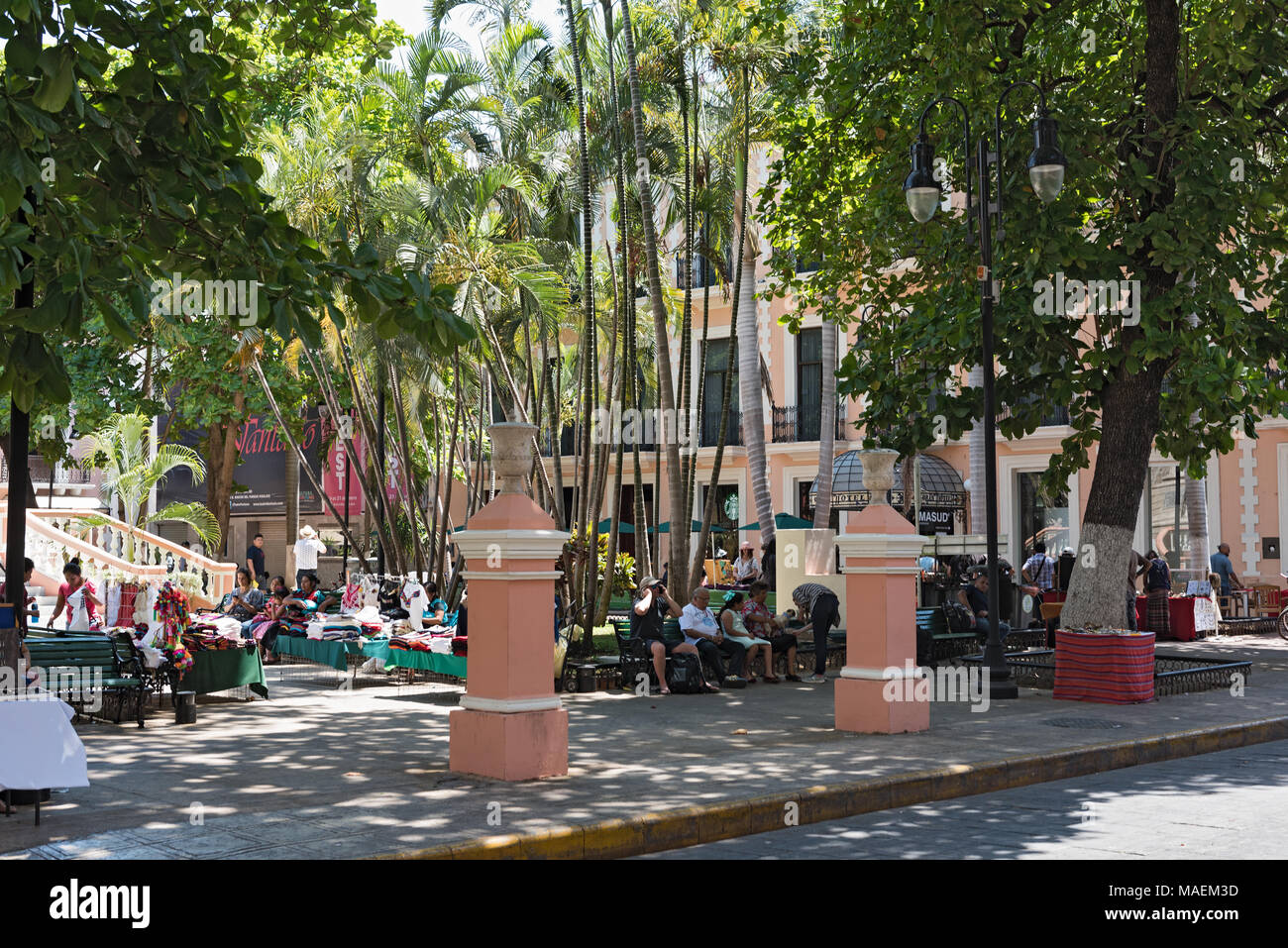 L'Hidalgo Park nel centro storico di Merida, Messico Foto Stock